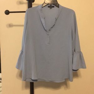 💥 MAKE OFFER 💥 Blue 3/4 bell sleeve sheer top